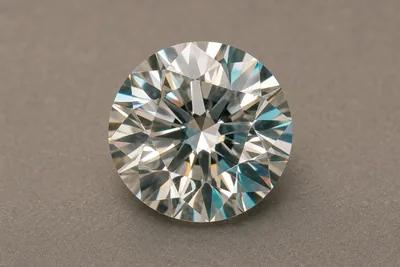 Photo macro d’un diamant commémoratif taille brillant sur fond neutre